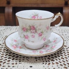 Paragon China Victoriana Rose Footed Teacup and Saucer Set, Gold Trim *See Note picture