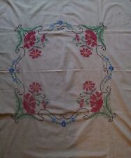 Vintage Hand Embroidered Floral Design Tablecloth Estate Sale Find  See Pics  picture