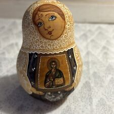 Russian Roly-Poly Wooden Hand Painted Musical Jesus Christ Doll Handmade - 4.5” picture