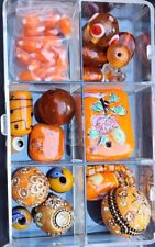 RARE OLD Modern Orange  ANTIQUE TRADE BEADS With Case See Description  picture