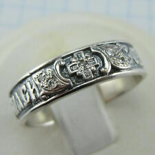 925 Sterling Silver Ring Band US size 9.25 Prayer Scripture Cross Faith CZ picture