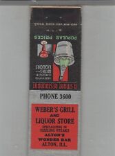 Matchbook Cover 1920s-30's Federal Match Weber's Grill Alton, IL picture