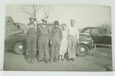RPPC Old Country Folk  Farmer Overalls Cars c1940s Real Photo Postcard J5 picture