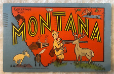 Greetings From Montana Kropp Linen Postcard Post Card, Posted 1952 picture