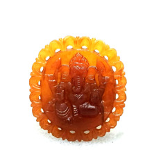 Ganesha Ganapati Idol made from Natural Hessonite Gomed Gemstone Hand Curving picture