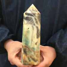 1010g Top Natural Amazonite Quartz Hand Carved Crystal Tower Reiki Healing.sh308 picture