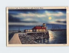 Postcard Breakwater Light Portland Harbor at night Portland Maine USA picture