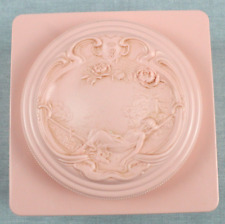 Evyan White Shoulders Bath Powder Vintage Dark Pink Sculpted Box Some powder 4x4 picture