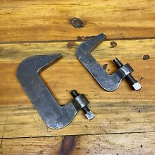 Pair Of Antique Vintage 1908 Heavy Duty HD Steel Machinist C Clamps, C-Clamp Set picture