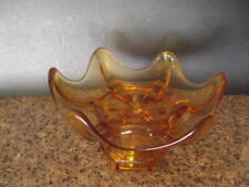 Large Viking Mid Century Modern Amber Six Pedal Footed Compote ID:86457 picture