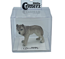Little Critterz Miniature Collectors Gray Timber Wolf Animal Porcelain Figurine picture