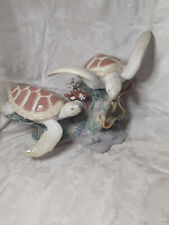 Lladro Porcelain 'Sea Turtles' Figurine #6953 with Wood Base picture