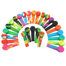 Lot Of 10 4'' Mini Pocket Pipe Silicone Smoking Hand Pipe W/ Metal Bowl &Cap Lid picture