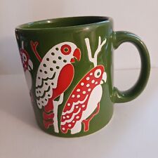 Vintage Waechtersbach Green Mug Red White Parrots W Germany Coffee Cup Rare Bird picture