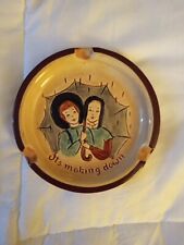 Vintage Pennsbury Pottery Hand Painted Amish Ashtray Ash Tray Umbrella Made USA picture
