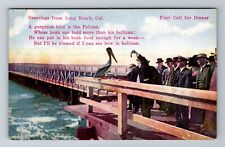 Long Beach CA-California, General Greetings Pelican, Antique, Vintage Postcard picture