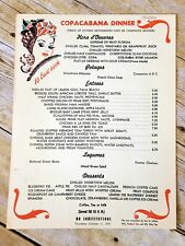 Vintage 1959 Copacabana Restaurant Dinner Menu New York  picture