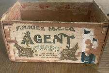 Vintage Agent Cigar Box 1901 Tax Stamp F.R. Rice M. Co. St Louis MO. Antique No picture