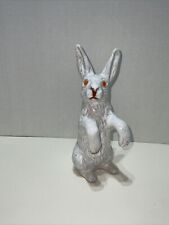 Vintage Bavent French Faience White Glaze Pottery 8 3/4” Rabbit Glass Eyes picture