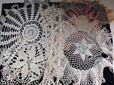 Vintage Lot of 5 Crocheted Doilies Various Sizes picture