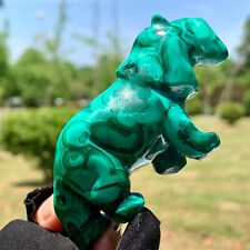 100G  Rare Natural Malachite quartz hand Carved lion Crystal Healing picture
