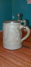 Antique Germany Victorian Stoneware Beer Stein with lid - Rare unique item picture