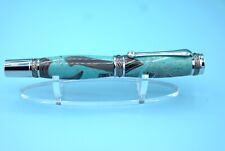 Turqoise and Fordite Large Majestic Rollerball Pen in Chrome and Gun Metal picture