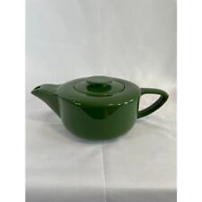 Sleek Vintage MCM Green Flat Ceramic Retro Teapot picture