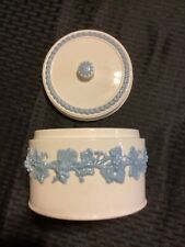 Wedgwood Queensware - White/ Blue - Candy/ Trinket Round Box - RARE    A8 picture
