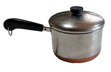 Revere Ware 1801 Copper Clad Bottom 3 QT Quart Sauce Pan W/Lid USA Made Vintage picture