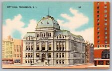 Providence Rhode Island City Hall Government Building Streetview Linen Postcard picture