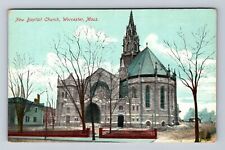 Worcester MA-Massachusetts, New Baptist Church, Religion, Vintage Postcard picture
