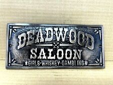 Wall Plaque Deadwood Saloon *Girls-Whiskey-Gambling* Antiqued Brass Decor picture