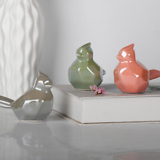 Set of 3 Ceramic Cardinal Bird Figurines Ornaments - Porcelain Bird Statue Gifts picture