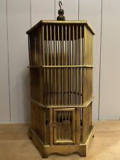Vintage Gold Painted Wood Asian Bird Cage No Bottom 21x12x14 Wedding Decor picture