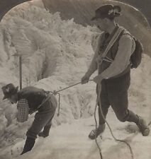 Rope Climbers Illecillewaet Glacier BC Canada Keystone Stereoview c1900 picture