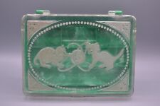 Vintage Hommer Mfg Green Plastic Kittens Sewing Box picture