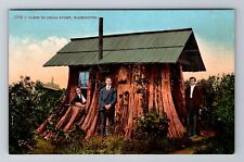WA-Washington, Cabin In Cedar Stump, Antique, Vintage Souvenir Postcard picture
