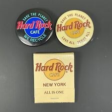 Hard Rock Cafe Button Pin Save The Planet Matchbook Unstruck New York VTG Lot 3 picture