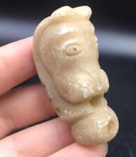 Centrail Asian Very Antique Jade Stone Wild Animal Head Uniqe Pendent picture