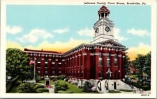 Brookville PA Jefferson County Court House US Flag 1949 Linen postcard FQ3 picture