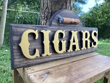 Cigar Lounge Whiskey Bar Cigars Wood Sign Raised Rustic Tavern Antique Look picture