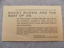 1933 Postcard Invitation Thomas Woody Lecture Soviet Russia and the Rest of Us picture