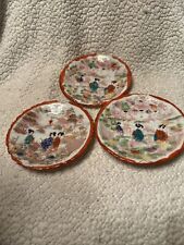 Vintage Geisha Hand Painted Japanese Saucer  Plates Set of 3 picture