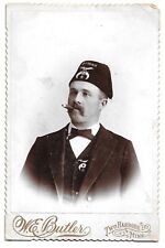 Portrait of a Shriner Smoking Cigar, Antique Cabinet Card Photo, Two Harbors MN picture