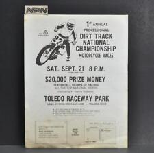 Vtg 1974 AMA Dirt Track Motorcycle Racing Poster Kenny Roberts Toledo Raceway picture