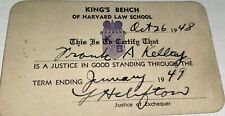 Rare Antique King's Bench Harvard Law School WWII Vet Frank A. Kelly Card 1948 picture