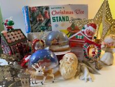 Huge Lot 20 Vintage Christmas Ornaments Decorations Tree Stand Snow Globe Flock picture