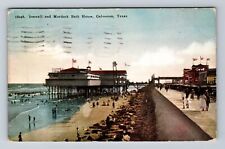Galveston TX-Texas, Seawall And Murdock Bath House, Vintage c1921 Postcard picture