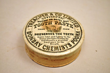 Antique Betel Nut Toothpaste Pot Treachers & Co Ltd Bombay Chemists Poona Supar picture